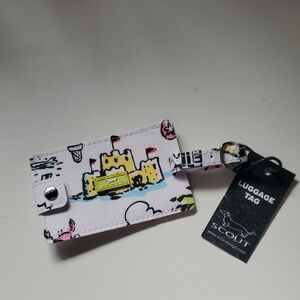 Scout Sandcastle Print Luggage Tag in White, Yellow & Pink